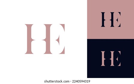 Luxury letter HE monogram logo design vector