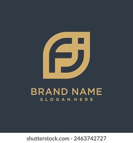 Luxury letter J and F with gold color logo template