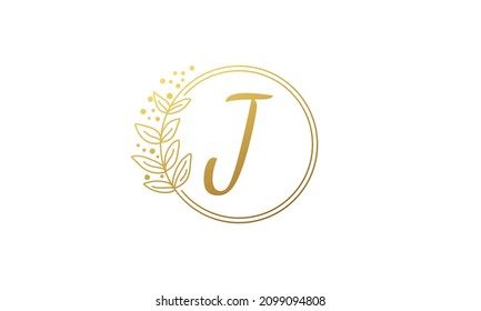 luxury letter j logo with leaf design template