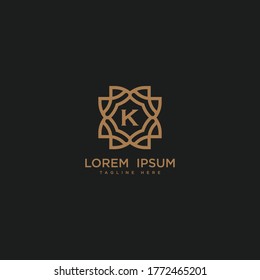 luxury letter K logo design template. monogram initials sign symbol. elegant jewelry frame icon