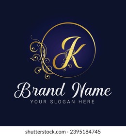Luxury Letter K logo design template elements - vector sign. Letter logo for business card and corporate identity. happy new year template