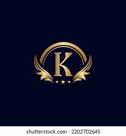 luxury letter K logo royal gold star