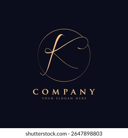 Luxury letter k logo template in gold color. Modern trendy initial luxury k letter logo design. Royal premium letter k logo design vector template.