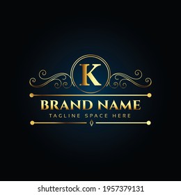 Luxury letter K monogram vector brand logo design.
