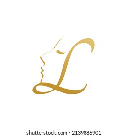 luxury letter L with beauty face logo design