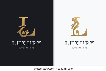 Luxury letter L with gold color logo template