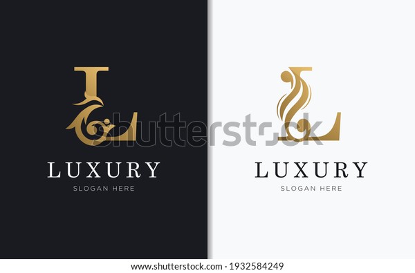 Luxury letter L\
with gold color logo\
template