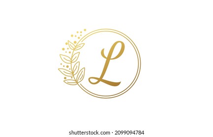 luxury letter l logo with leaf design template