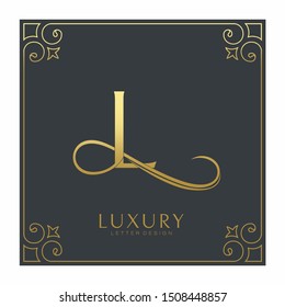 luxury letter L logo template in gold color. Royal premium logo template vector