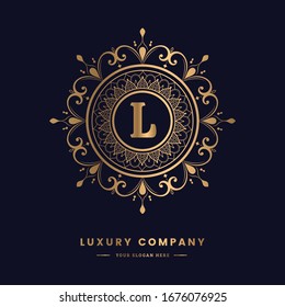 Luxury letter L monogram vector logo design. Vintage letter L for Cafe, Antique, Boutique, Heraldic, Restaurant, Hotel, Jewelry. Mandala and ornamental letter logo.