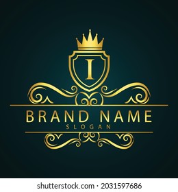 luxury I letter logo design