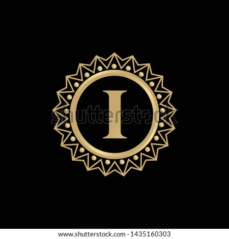 Luxury I letter logo design vector template