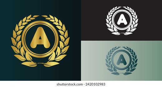Logotipo de carta de lujo con conjunto de colores degradados