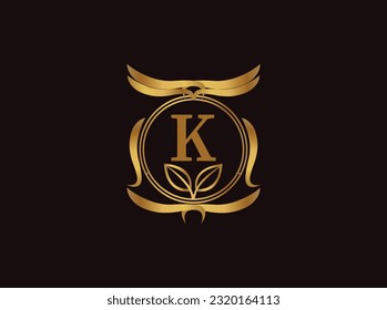  Luxury letter Logo with Heraldic crests and Flourishes Calligraphy Monogram design for hotel, Spa, Restaurant, VIP, Fashion and Premium brand identity. Vintage capital Letter for Monogram and Logo.