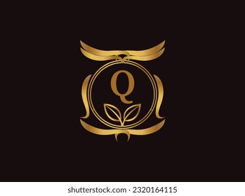  Luxury letter Logo with Heraldic crests and Flourishes Calligraphy Monogram design for hotel, Spa, Restaurant, VIP, Fashion and Premium brand identity. Vintage capital Letter for Monogram and Logo.