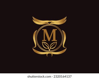  Luxury letter Logo with Heraldic crests and Flourishes Calligraphy Monogram design for hotel, Spa, Restaurant, VIP, Fashion and Premium brand identity. Vintage capital Letter for Monogram and Logo.