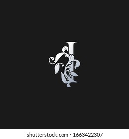 Luxury Letter  I Logo Icon,  Monogram vector design concept abstract nature floral  letter with leaf ornament.