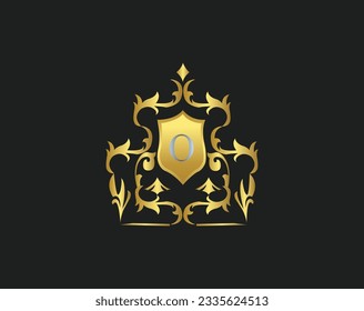 Plantilla de icono con logotipo de carta de lujo en vectores para restaurante, Royalty, Boutique, Hotel, Heraldic, Joyería, Moda y otras ilustraciones vectoriales. Decoración dorada y color platino Diseño de letras.