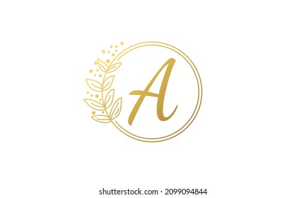 Luxus-Brief-Logo mit Blattdesign-Vorlage