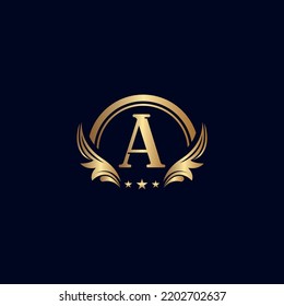 luxury letter A logo royal gold star