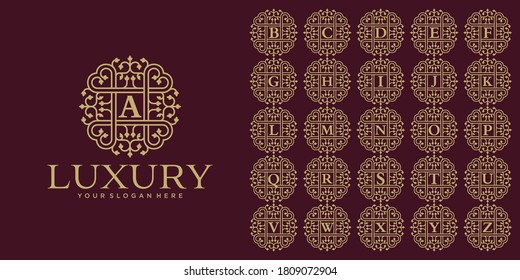 Logo De La Carta De Lujo. Logotipo de diseño floral simple y elegante, diseño de logotipo de vectores de lujo lineal elegante