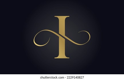 Luxury Letter I Logo Template In Gold Color. Initial Luxury I Letter Logo Design. Beautiful Logotype Design For Luxury Company Branding.