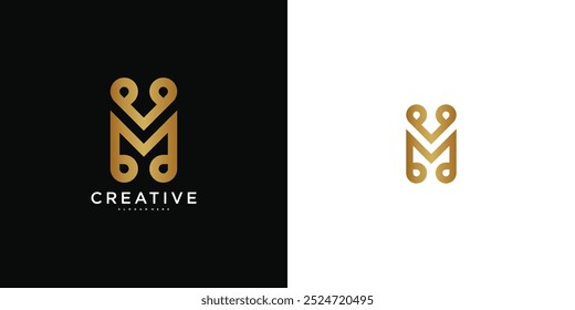 Luxury letter M initial logo design. Premium Vector
