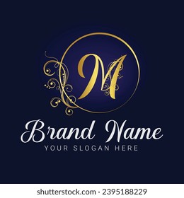 Luxury Letter M logo design template elements - vector sign. Letter logo for business card and corporate identity. happy new year template