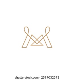 luxury letter M logo with gold line art style