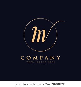 Luxury letter m logo template in gold color. Modern trendy initial luxury m letter logo design. Royal premium letter m logo design vector template.