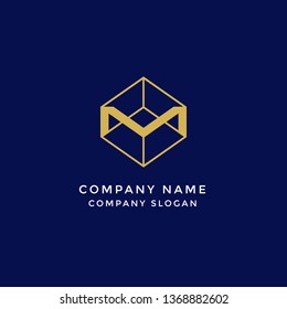Luxury Letter M Monogram Logo Template elegant geometric hive