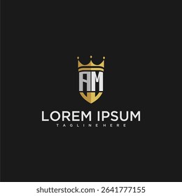 AM luxury letter monogram for crown and shield logo design