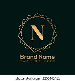 Luxury Letter N Gold Queen Design Logo. Elegant Gold logo Design consept for boutique,restaurant, wedding service, hotel or business identity.