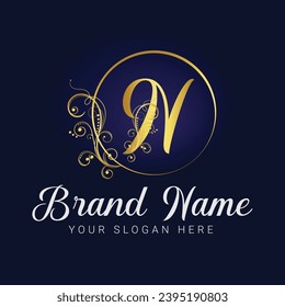 Luxury Letter N logo design template elements - vector sign. Letter logo for business card and corporate identity. happy new year template