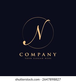 Luxury letter n logo template in gold color. Modern trendy initial luxury n letter logo design. Royal premium letter n logo design vector template.