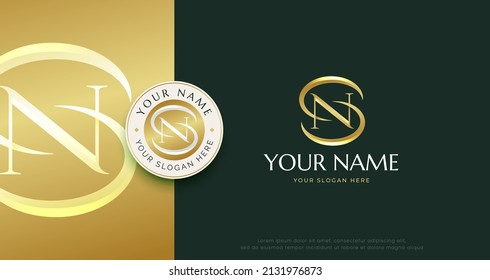 luxury letter n s monogram serif logo design