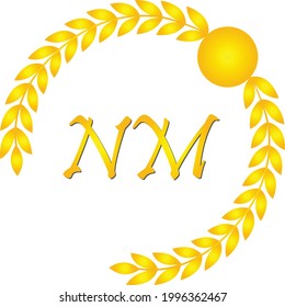 Luxury letter nm logo gold