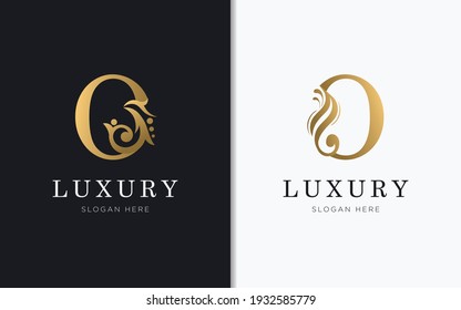 Luxury letter O with gold color logo template