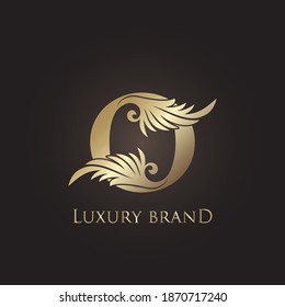 Luxury Letter O Logo Gold Monogram Feather Decorative Ornate Ornament  Vector Design Template
