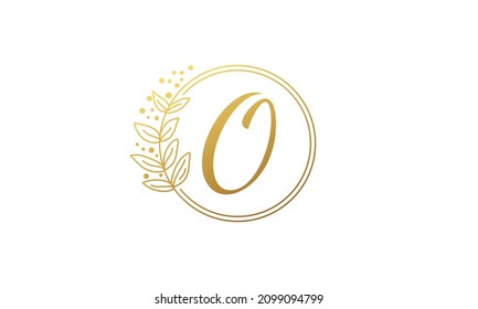 luxury letter o logo with leaf design template