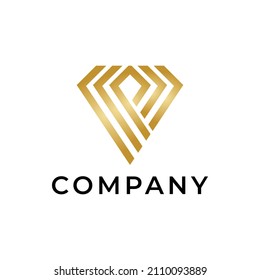 luxury letter P with diamond logo design