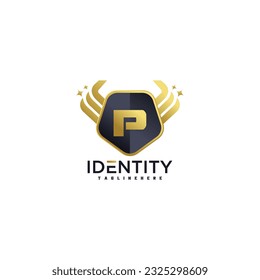 Luxury Letter P logo, gold Bull logo,head bull logo, monogram Logo Design Template