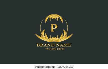 Initial letter PM, overlapping monogram logo, decorative ornament badge,  elegant luxury golden color Stock Vector