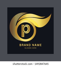 luxury letter P logo template in gold color. Royal premium logo template vector