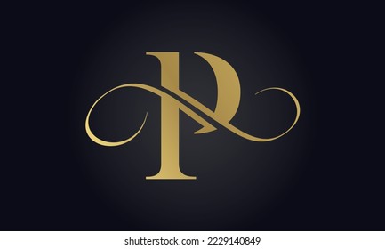 Luxury Letter P Logo Template In Gold Color. Initial Luxury P Letter Logo Design. Beautiful Logotype Design For Luxury Company Branding.