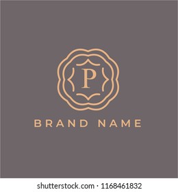 luxury letter P logo vector design. monogram initials sign symbol. elegant jewelry frame icon