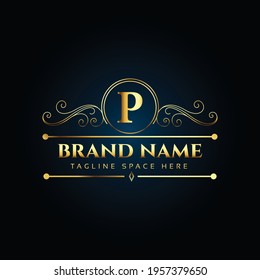 Luxury letter P monogram vector brand logo design.