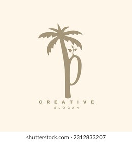 Luxury letter P palm tree logo design for your brand or business