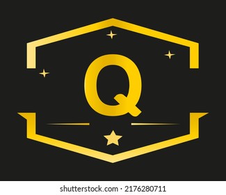 luxury letter Q logo template in gold color. with initial letter alphabet for luxury style.