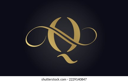 Luxury Letter Q Logo Template In Gold Color. Initial Luxury Q Letter Logo Design. Beautiful Logotype Design For Luxury Company Branding.